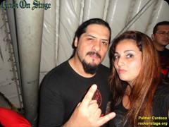 A reprter do Rock On Stage Camila Marinho e Alex Koslene do Krisiun no Circo Voador no Rio de Janeiro/RJ